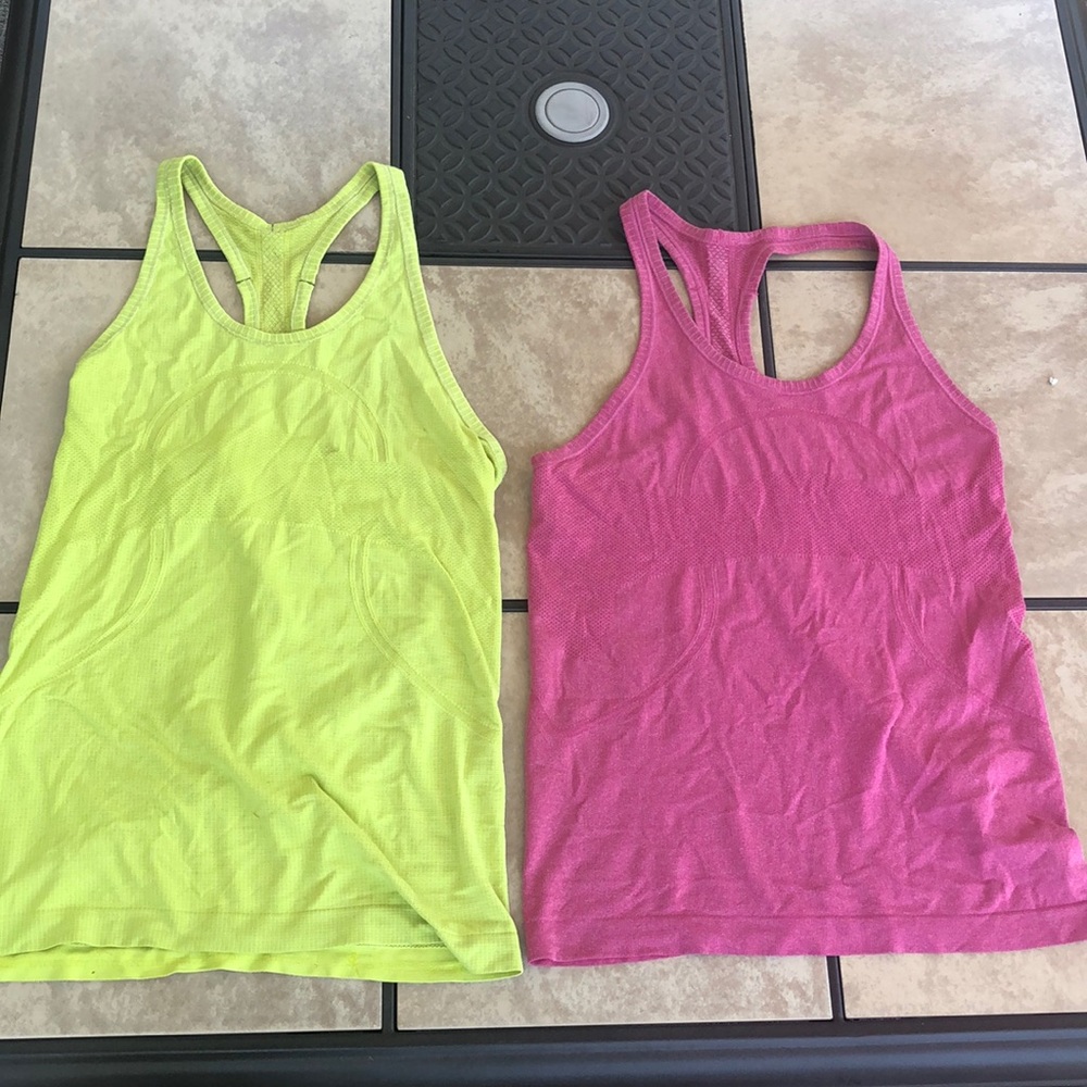 2 x size 8 Lululemon running tanks
